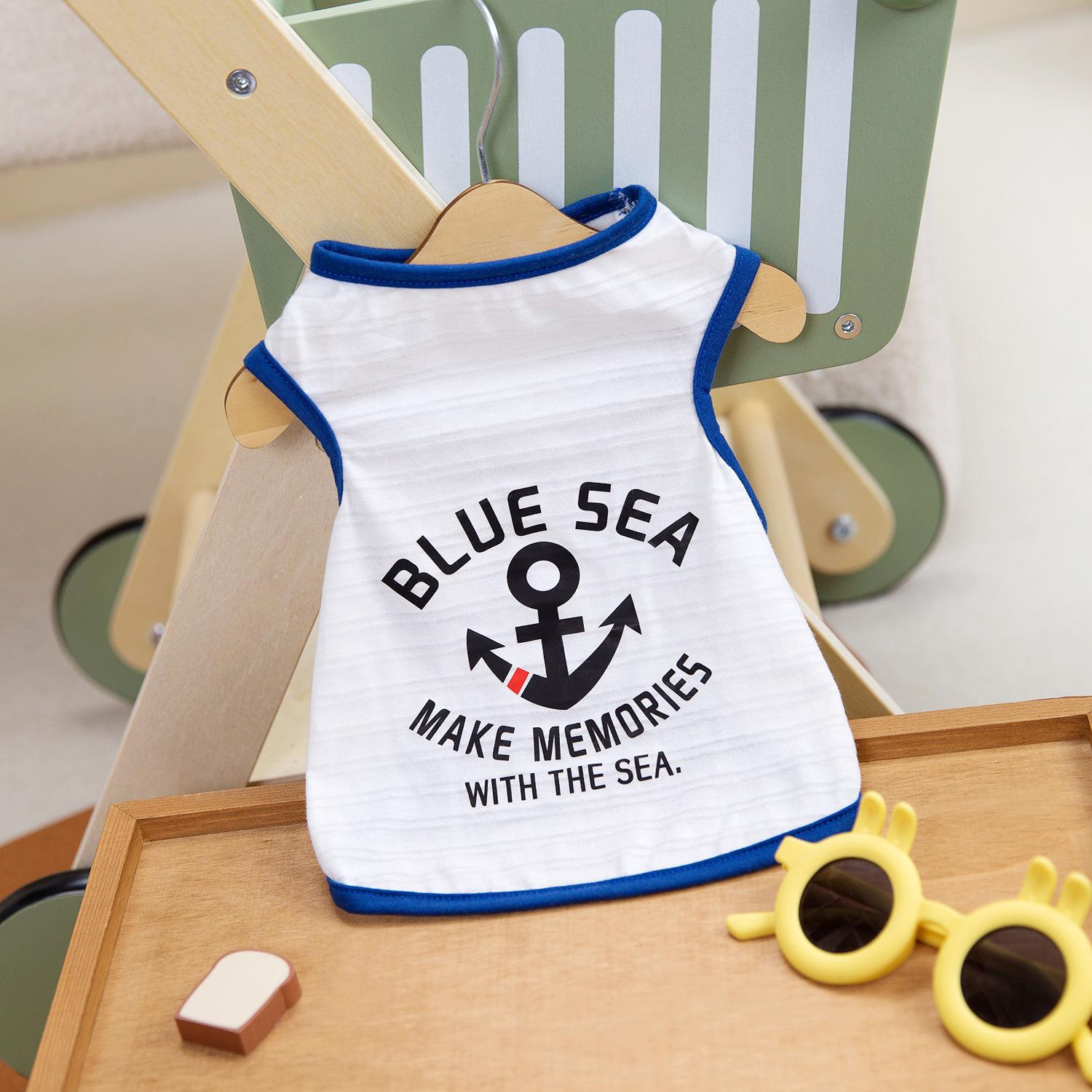 

Dog Clothes Summer Sailor Vest Sling Teddy Bigbear Small Dog Cool Breathable Play Pet Clothing 2XL (13-9 kg)
