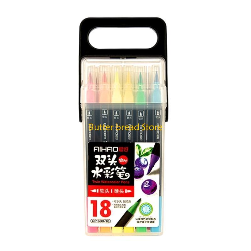 

W89C Watercolor Art Marker Brush Pen Dual-Tip Fineliner Drawing for Calligraphy Painting 12/18/24/36 Color Set Art Supplies