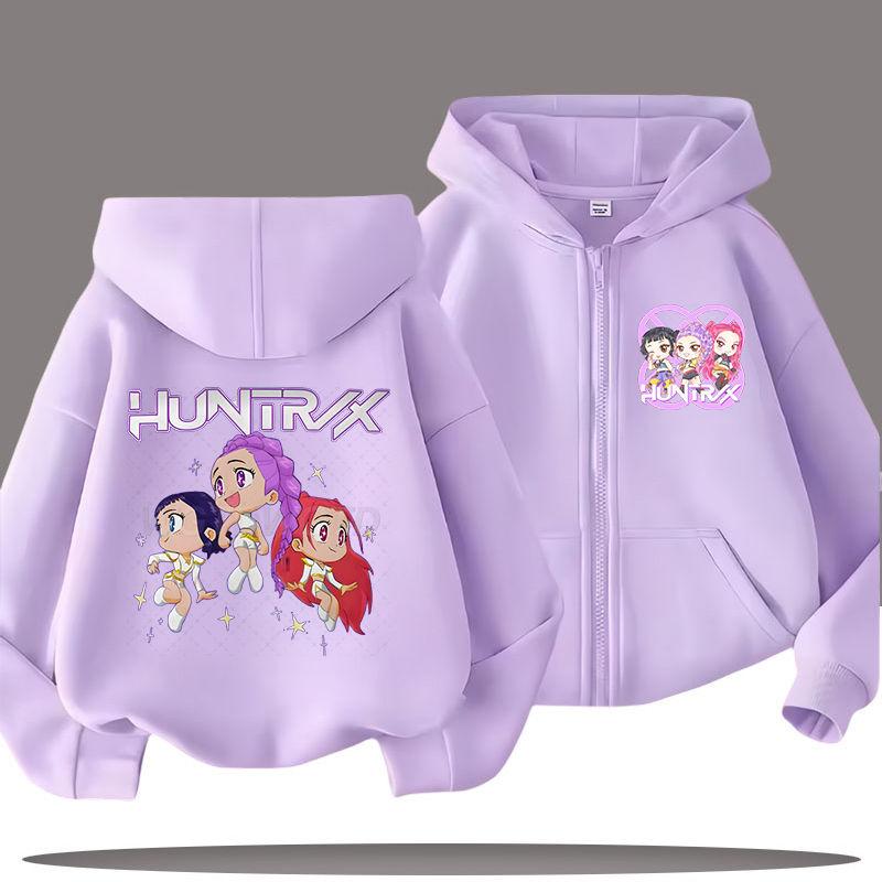 KPop Demon Hunters Zipper Hoodies for Boys and Girls, Children's Fashion Sweatshirts