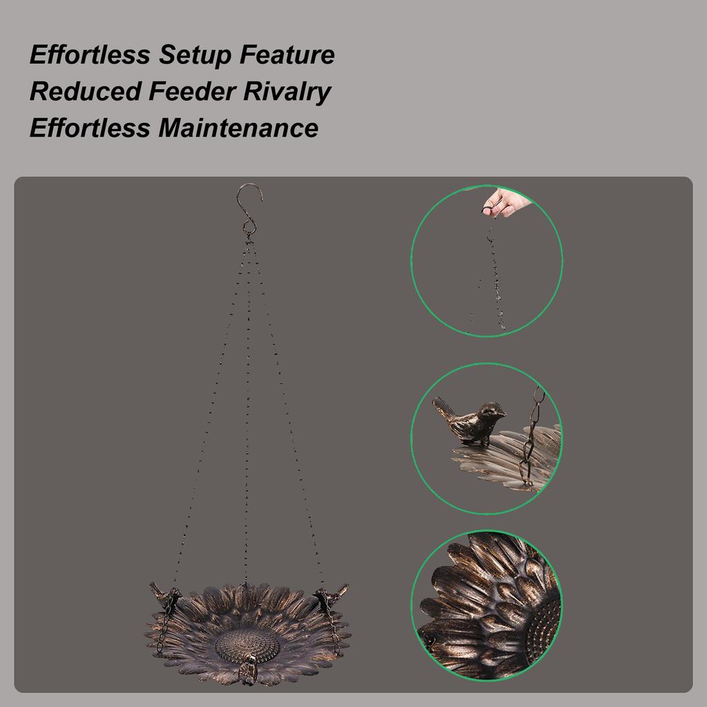 Bird Feeders For Outside Large Capacity Iron Food Tray Hangable Outdoor Bird Feeder Tray For Garden Patio Porch Balcony Tree