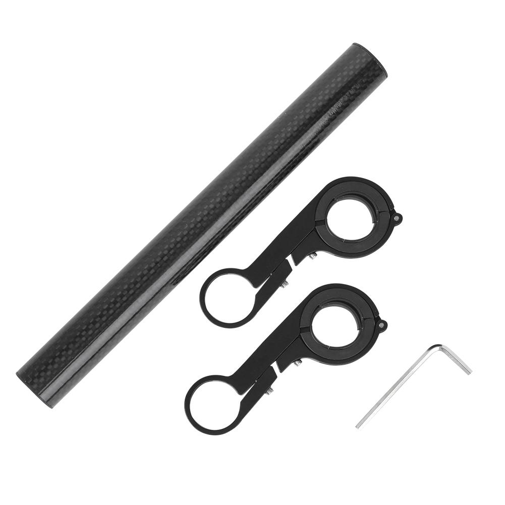 Bike Multifunction Extension Bracket Code Table Light Support Flashlight Stand Carbon Grain Double Clampblack