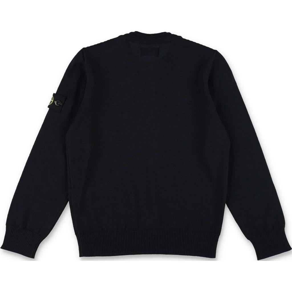 Stone Island Sweater Kids Solid Color Crew Neck Pullover Long Sleeve Navy Blue Kids sweaters 8116509C4-V0020