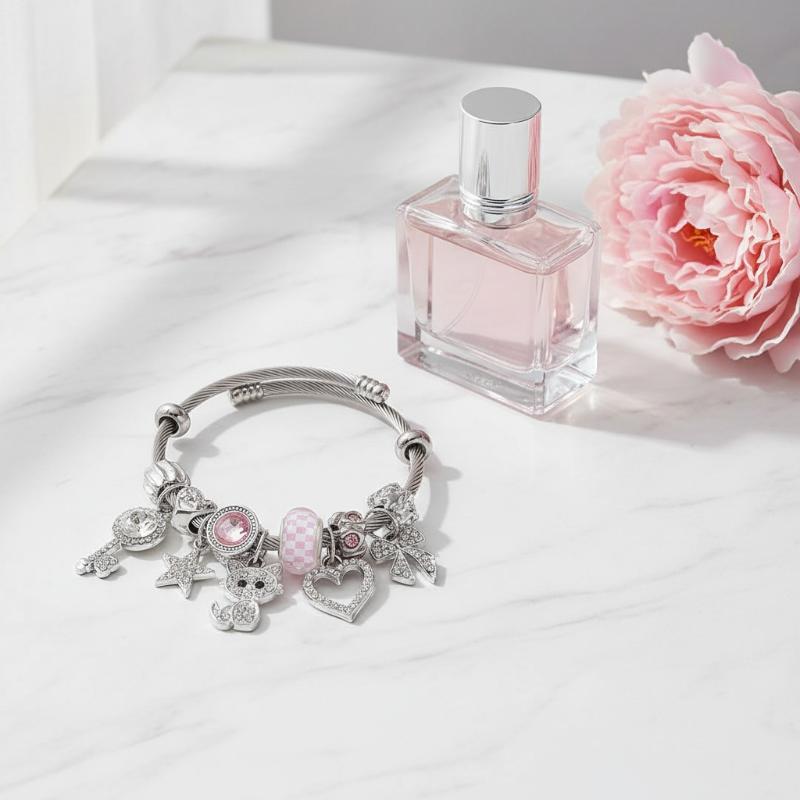 Trendy Women's Bow Heart Link Bracelet Comfortable Adjustable Fashion Jewelry for Party Date Travel