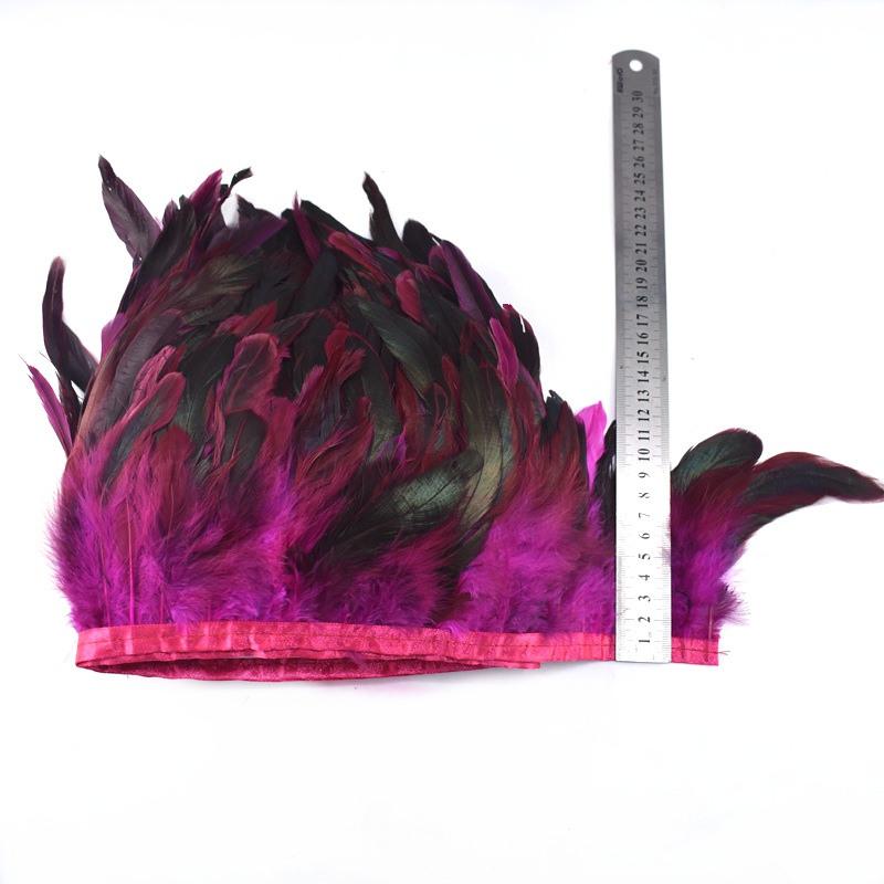 1Meter Natural Rooster Tail Feather Trims for Clothes Plumas 13-18cm Party Feathers for Crafts DIY Sewing Home Decoration Plume