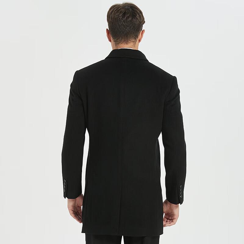 Hengyuanxiang Men's Mid-length Wool & Cashmere Blend Coat