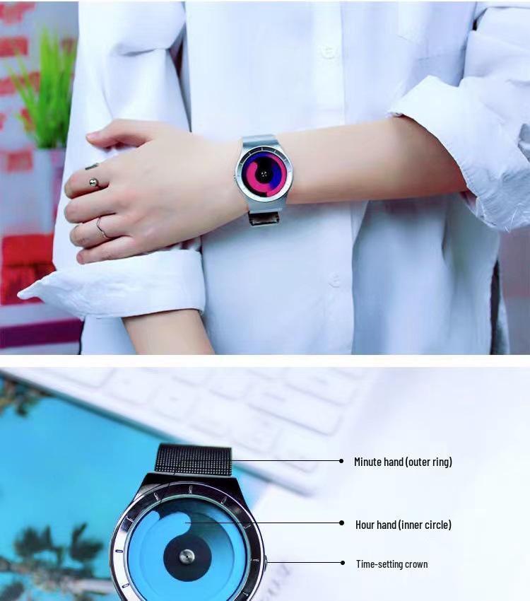 Innovative Men's No-Hands Swirl Quartz Watch – Waterproof, Stylish, and Perfect for Students