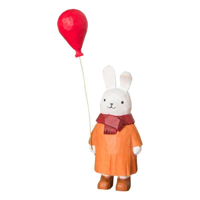 Modern Minimalist Wooden Bunny Decor With Balloon Figurine For Home Office And Gift Giving