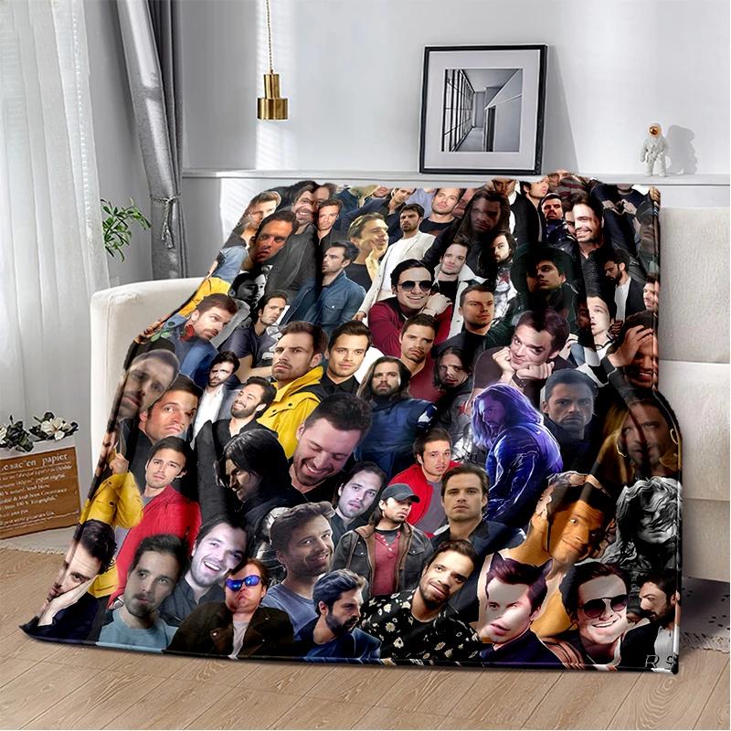 3D Sebastian Stan Handsome Actro Soft Flannel Blanket for Bed Bedroom Sofa Picnic,Throw Blanket for Cover Office Gift Kids