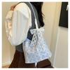 Fashionable Versatile Women Handbag Korean Style Elegant Underarm Bag Decorative Silk Scarf Polka Dot Pattern Bucket Bag