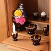 Buddhist altar set inch Buddhist altar set of 6 Ryusei bell Stylish brass bell oak brown [Ryusei 3.0 + 2.3 inch] included,