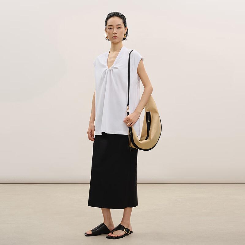 Less Women's V-Neck Sleeveless Cotton T-Shirt