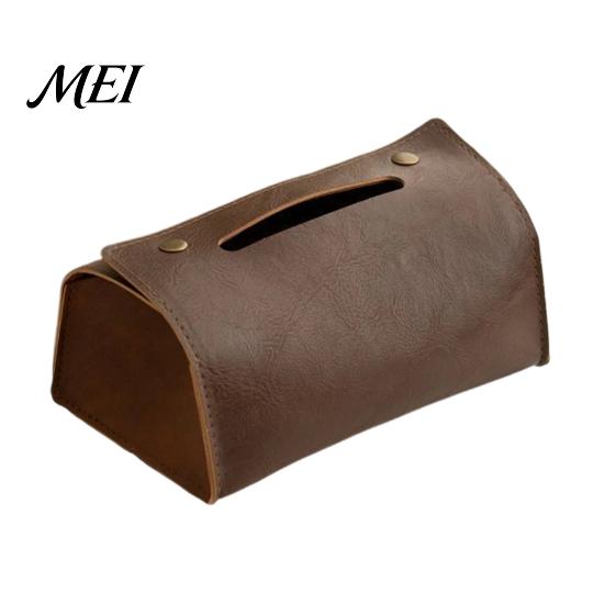 Modern Home Decor PU Leather Tissue Box, Foldable Retro Style Holder, Dining Room Organizer Decorative Desktop Organizer, for Office Desk Car