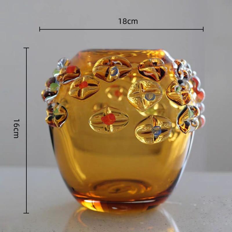 

Glass Vase Transparent Relief Gemstone Hydroponics Terrarium Crystal Pot Flower Arrangement Accessories Flower Vase Flowerpot