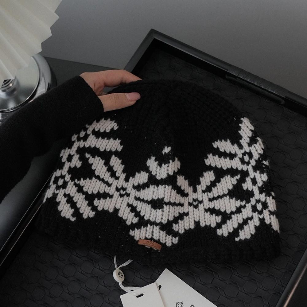 Retro Knitted Jacquard Literary Style Ear Protection Face Small Fashionable Warm Ethnic Style Woolen Hat