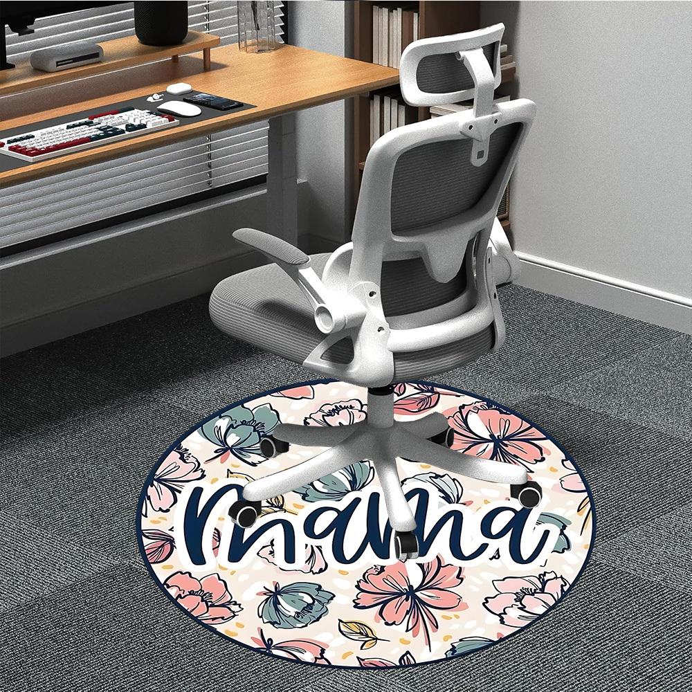 

1pc Floral Mama Print Chair Carpet for Office, Round Polyester Mat, Indoor Decor for Office, Washable Non-slip Carpet yy251219107 80cm by 80cm