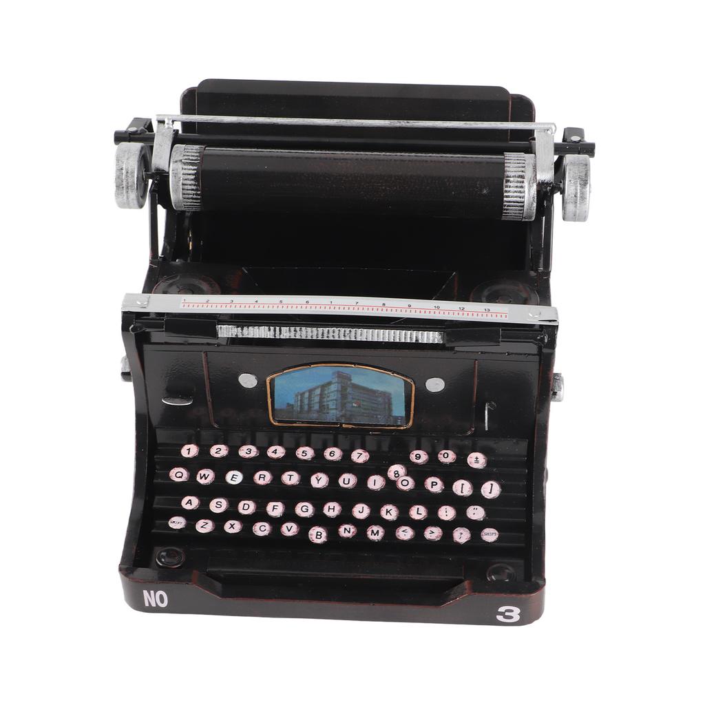 Antikk Skrivemaskin Modell Svart Retro Vintage Bærbar Manuell Håndlaget Rekvisitter Modell Dekorasjon
