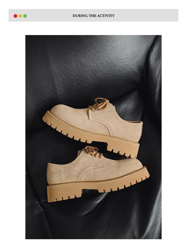 Men's Vintage Low-Top Derby Shoes, Autumn/Winter 2024 Martin Boots, Thick Sole, Versatile Style (Model: 66502-J)