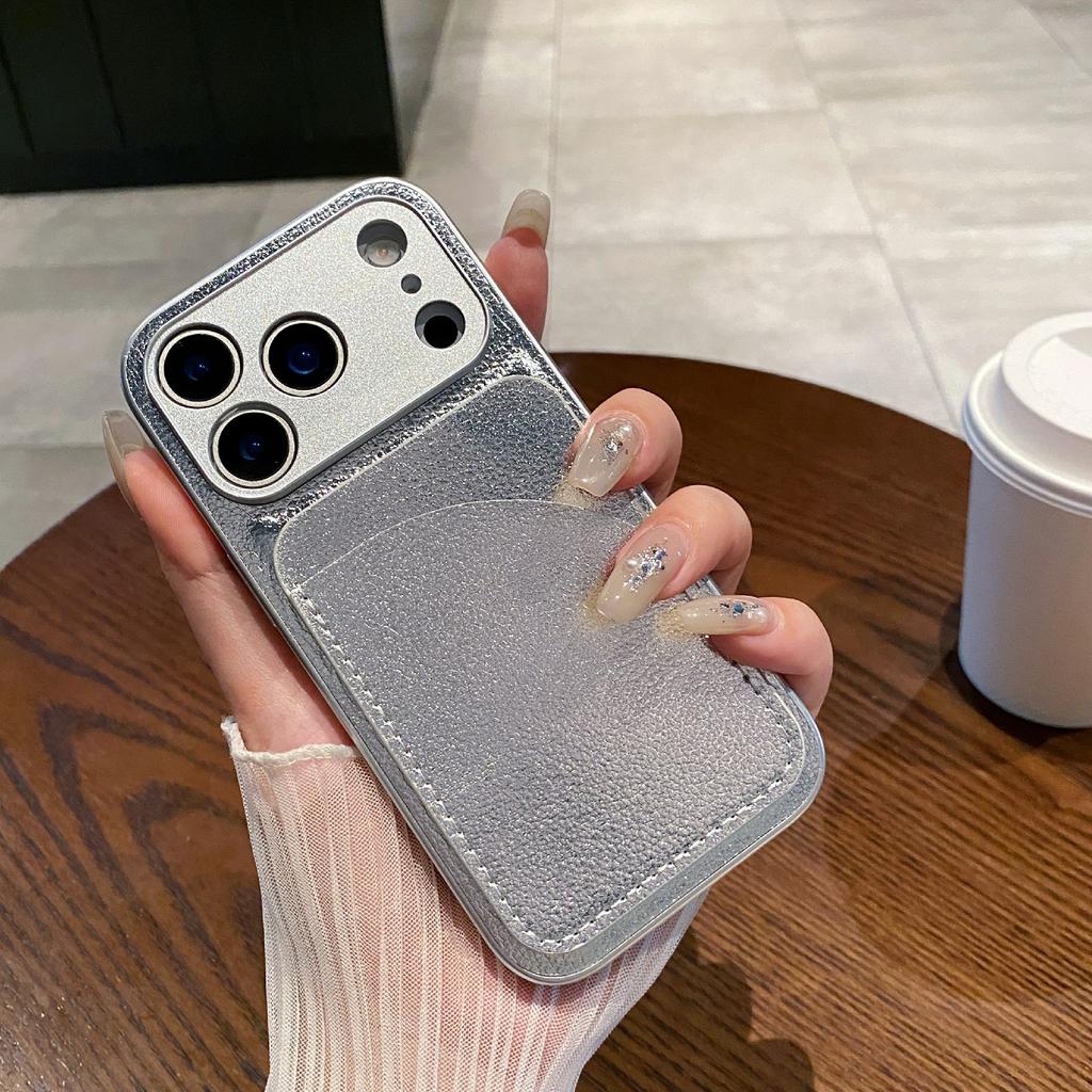 Für iPhone 17 Pro Max Hülle Unifarbene PU-Leder-TPU-Kartenhalter-Handyhülle