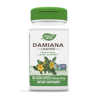Hojas de Damiana 600 mg, 100 Cápsulas Veganas