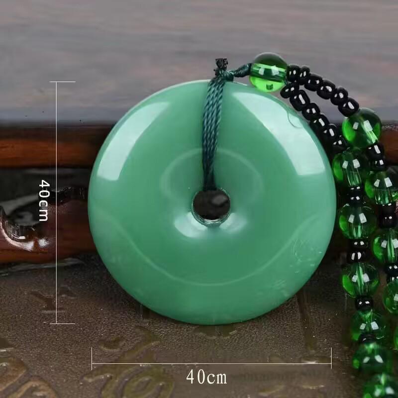 New Chinese Wushi Pai Pendant Necklace: Imitation Jade Stone Xinjiang Hetian Jade Ping'an Pai Glass Pendant for All Genders