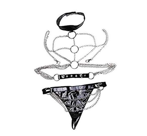 PU Leather Bondage Restraint Harness SM SM PU SM PU Play Bondage Body Sexy SM Iron Hobby Stage Prop Toy Leather Extreme Adjustable Size Costume,