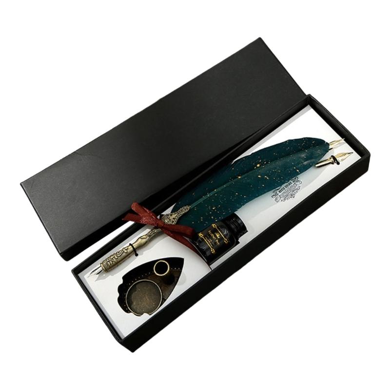 Vintage Signature Pen Calligraphy Pen for Writing, Delicate Gift Fancy Pen Feather Calligraphy Pen Set Luxury Quills Pen