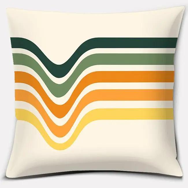 Retro Rainbow Geometric Color Series Pillow Cover Gift Home Office Decoration Bedroom Sofa Car Cushion