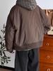 Giacca Imbottita Unisex Giapponese Retrò a Quadri con Cappuccio e Sciarpa