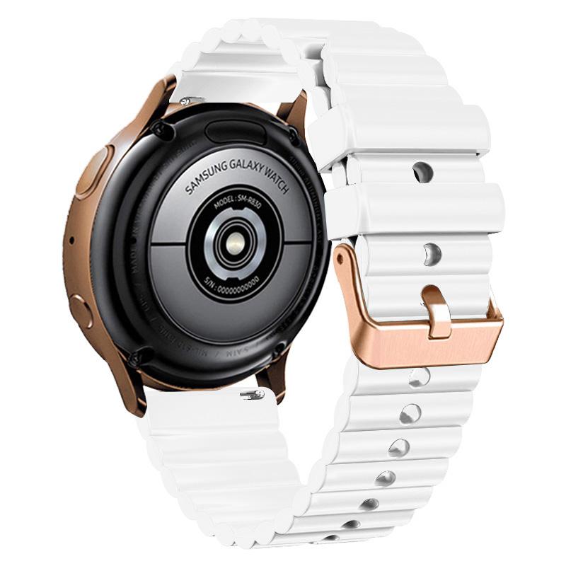 

For Samsung Galaxy Watch6/Watch6 Classic/Watch 5/Watch 5 Pro/Watch4 20mm Silicone Strap with Rose Gold Buckle White