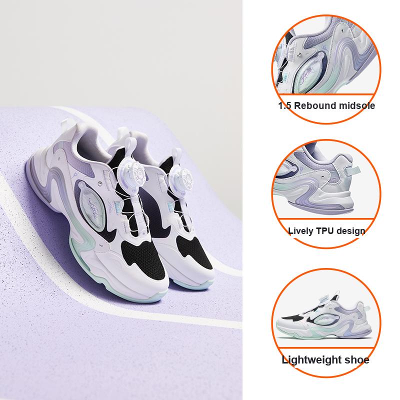 Anta Kids Fabric Comfortable Versatile Running Shoes Men Sneakers White Black 322445512-3