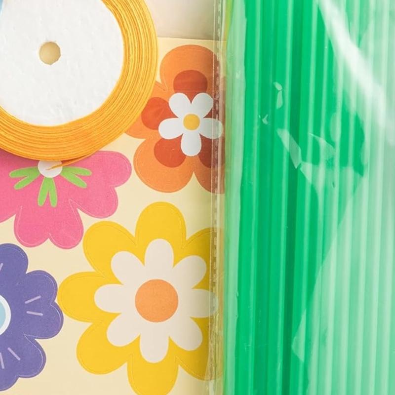 Flower Bouquets Craft Kits Paper Bouquets Making Tool with Ribbon DIY Mothers Day Cards Helper Floral Bouquets Crafts Supply