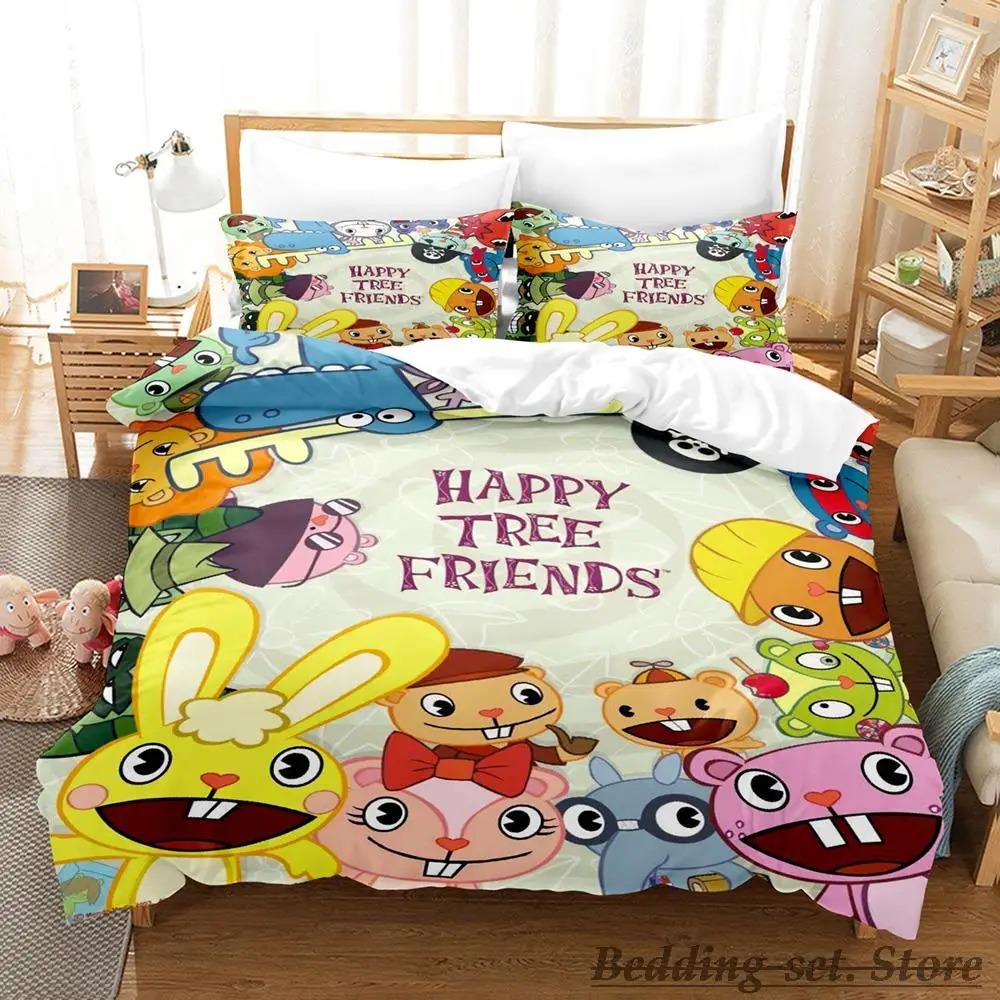 Happy Tree Friends Bedding Set Single Twin Full Queen King Size Bed Set Aldult Kid Bedroom Duvetcover Sets Anime
