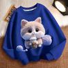Cute Milk Tea Cat Round-neck Sweatshirt for Children, Fashionable Long-sleeved Casual Sweatshirt for Boys and Girls in Spring and Autumn