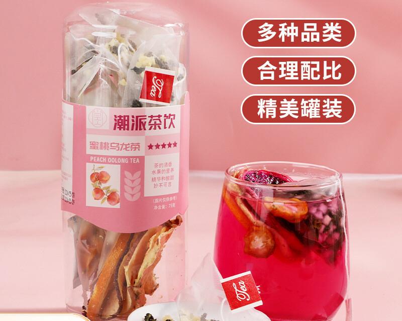 Peach Oolong Tea with Dried Fruit Slices Cold Brew Iced Tea Bags