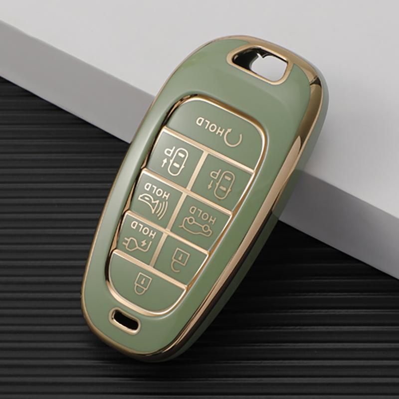 8-knappars mjuk TPU bilnyckelfodral Fob för Hyundai Sonata Hybrid NEXO NX4 Nya Grand Santa Fe Tucson 2021 2022 Keyless Entry Accessories