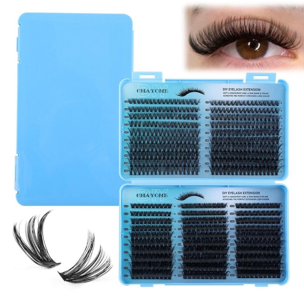 640Pcs 8-16mm Length False Eyelashes Wispy Style 3D Faux Mink Lash Eye Makeup Tools  Cat Eye Look