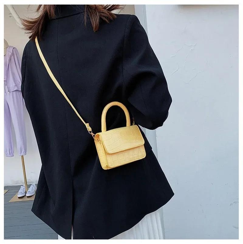 PU Leather Mini Shoulder Bag Casual Solid Color Clamshell Messenger Crossbody Bag