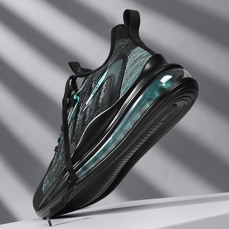 Breathable men's shoes mesh air cushion elastic soft sole shock-absorbing fly-woven casual sports shoes running shoes