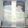 Sky Summer White Clouds Tulle Curtains for Living Room Kitchen Bedroom Sheer Tulle for Cafe Hotel Modern Home Decor