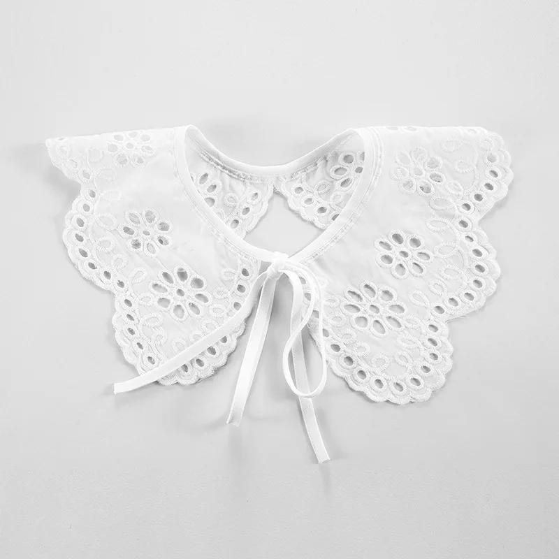 Shirt Fake Collar for Women False Collars Embroidery Floral Lace Lapel Blouse Detachable Collars Decorative Shawl Faux Col