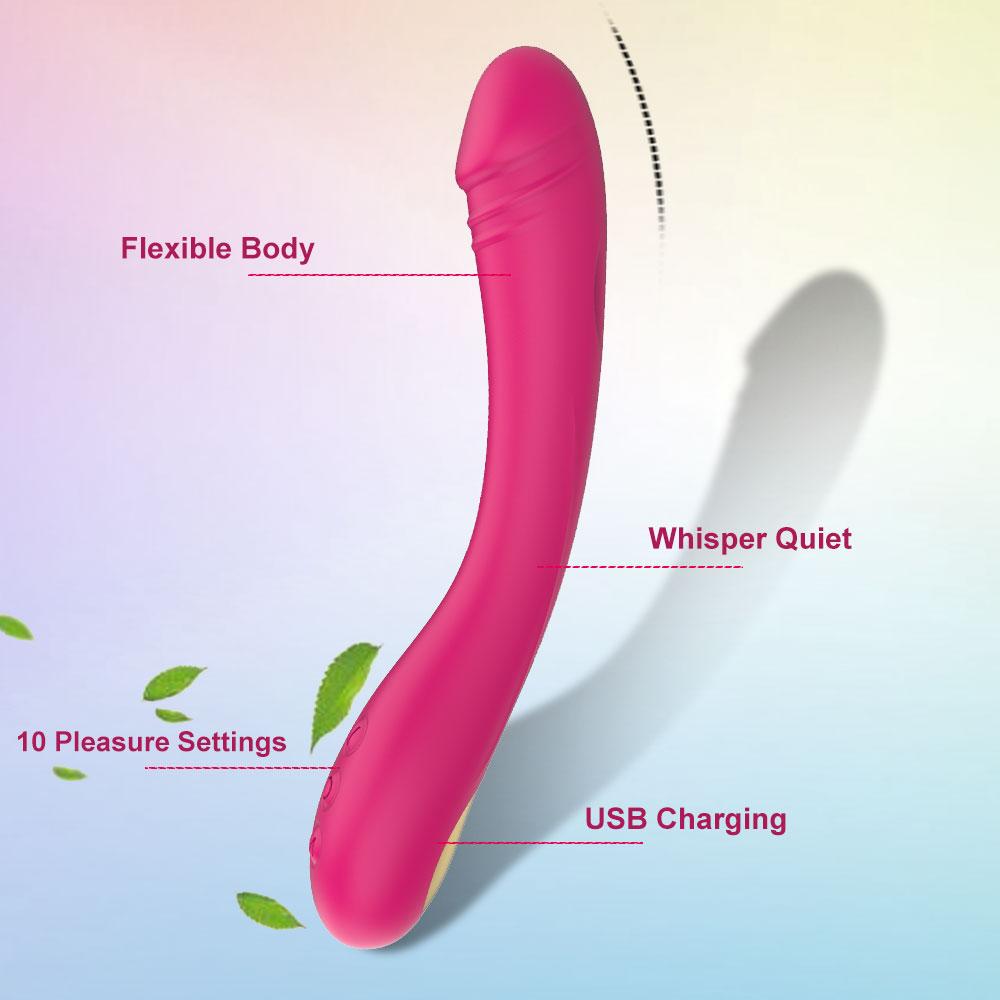 Dildo Vibrator with 10 Frequencies Vaginal Massager, G-spot Massage Stick Soft Silicone Material Magic AV Stick Adult Products for Women