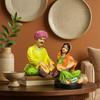 Resin Rajasthani Musical Couple Decoreative Showpiece for Home Decor (Pack of 2, Multicolor)