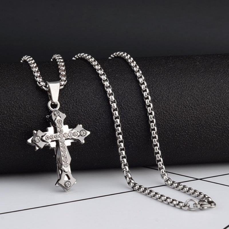 High Quality Cross Titanium Steel Non Fading NecklaceDomineering and Trendy Gentle hip-hop Pendant ChainBrandNew Handsome Men Women