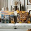 Cute Cat Pillows With Nature Scenes For Home Decor Polyester pillowcase, sofa decorative cushion cov Headboard Pillow
