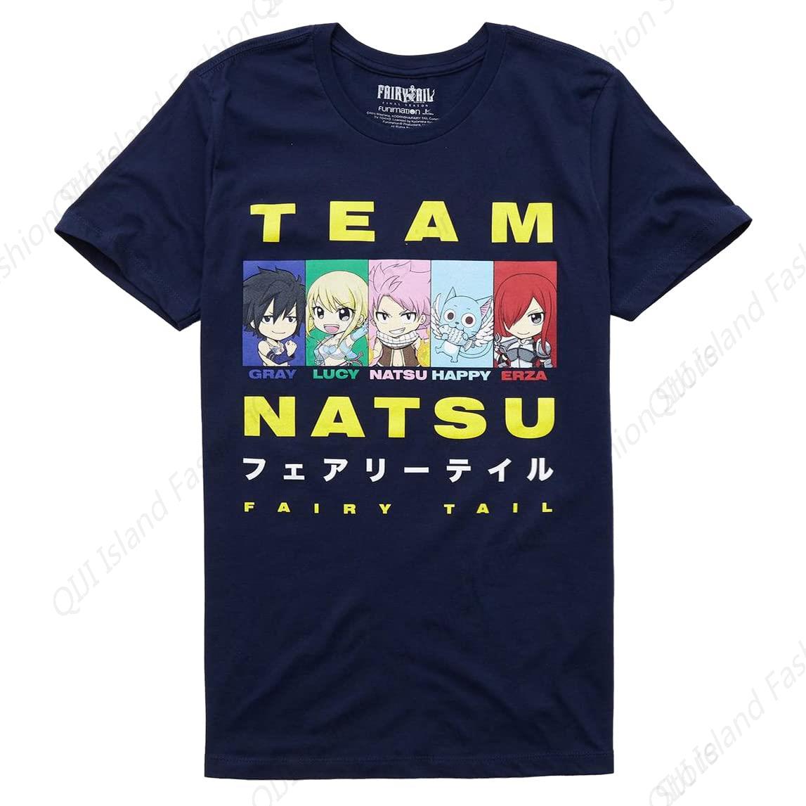 Fairy Tail Unisexs Team Natsu Anime Character Panels Graphic Print TShirt S