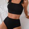 Ensemble Bikini Deux Pièces pour Femmes Taille Haute, à Bretelles, Maillot de Bain Modeste