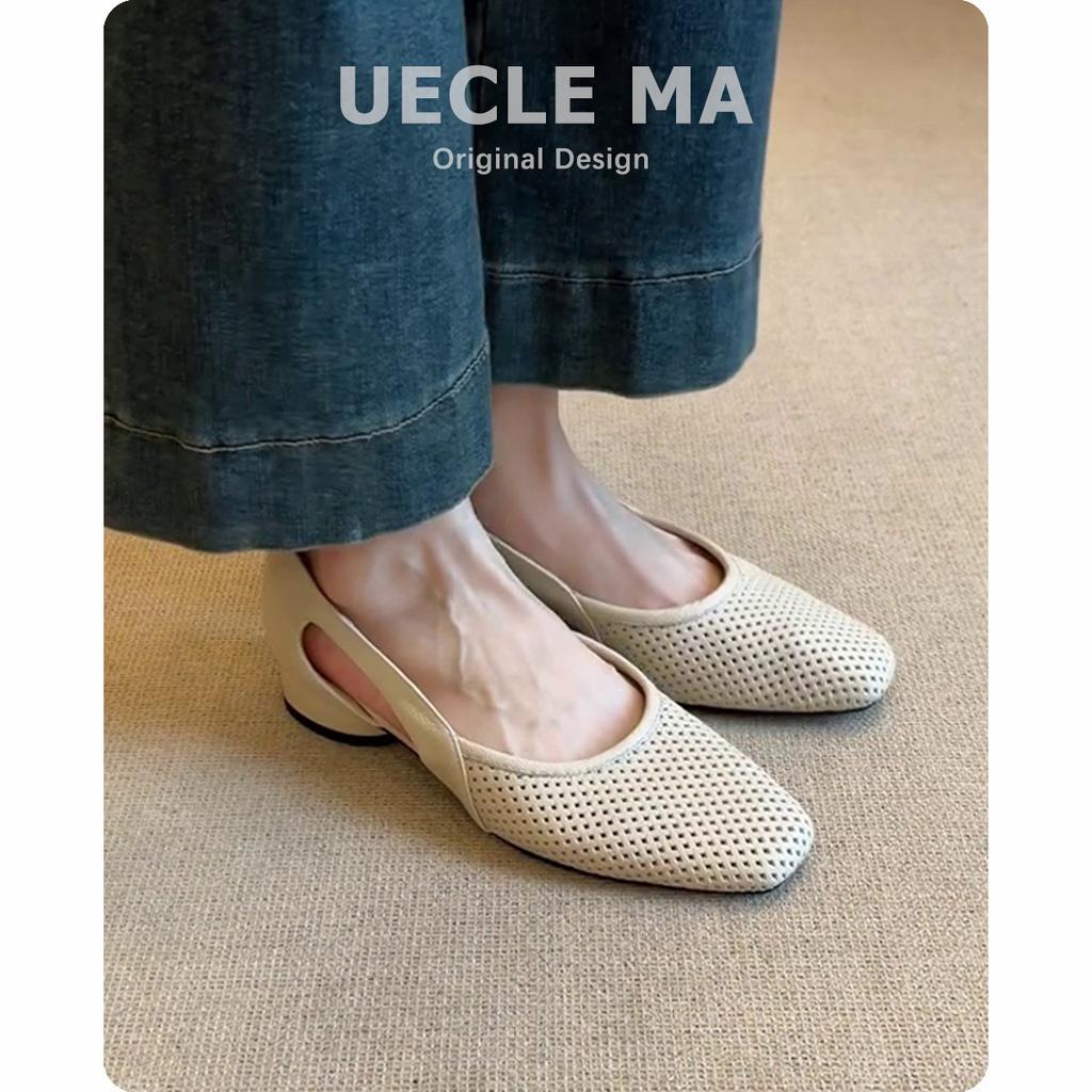 Super soft sheepskin~ French cool single shoes women's square head hollow hole shoes retro shallow mouth hollow breathable Mary Jane shoes