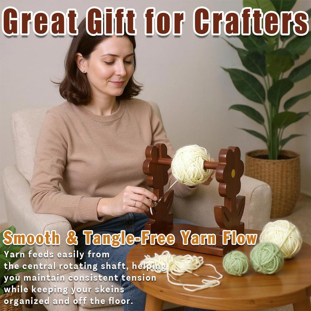 Crochet Yarn Holder Yarn Storage Organizer Spinner Holder Wooden Spindle Dispenser Rack Stand Sewing Accessories For Knitting