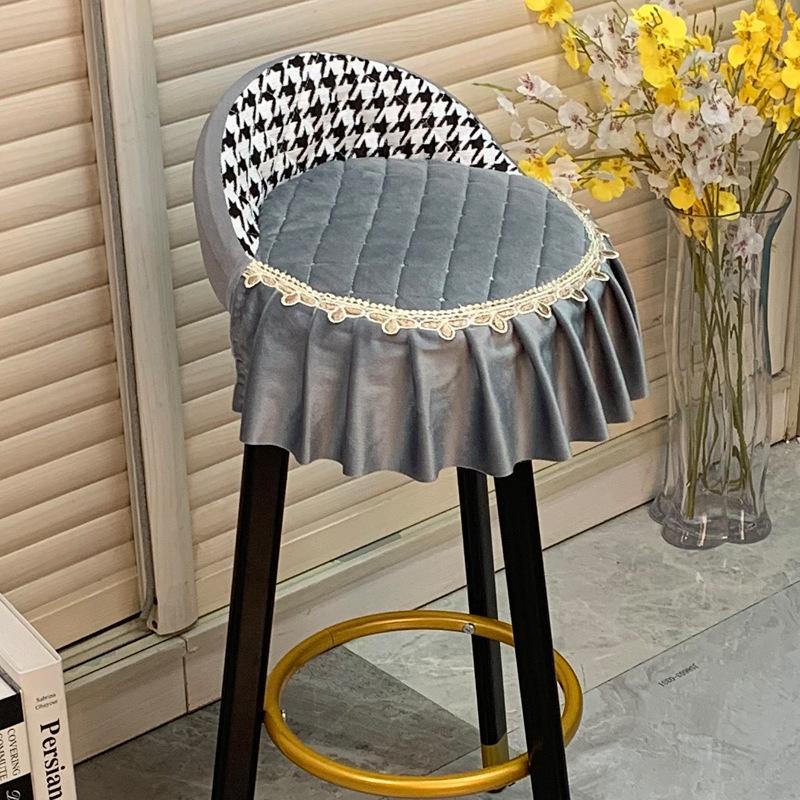 Round Chair Cover Round Backrest Elastic Armor Force Is Fixed-hair Belt, Low Back Bar Stool, Shangli Bar Chair Table Thickened