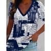 Vintage Floral Summer Fashion Casual Women's T-Shirts 3D Print V-Neck T-Shirt Daily Loose Short Sleeve Tops